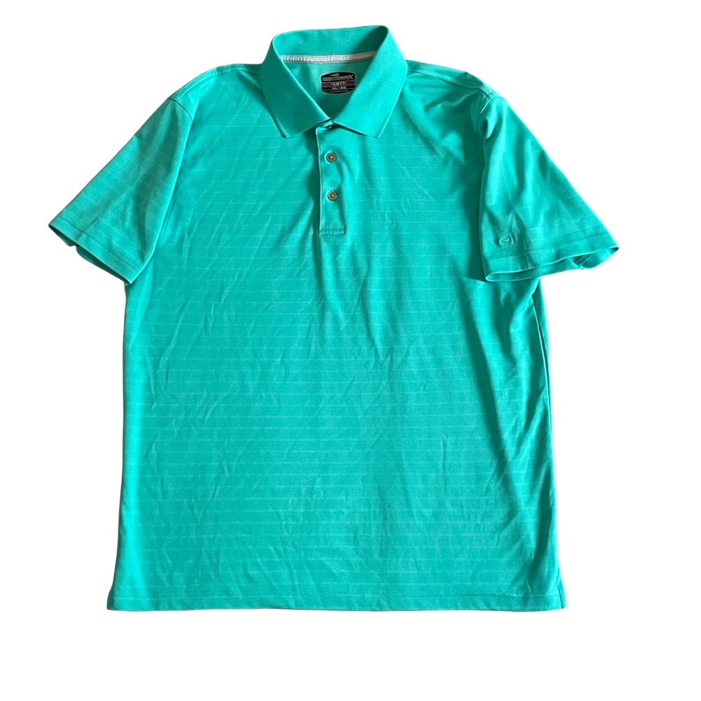Grand Slam Mens XL Golf‎ Polo Shirt Green Logo Sleeve Slim